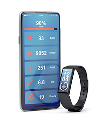 Image showing Smartphone and fitness tracker