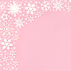 Image showing Christmas Snowflake and Star Background Border