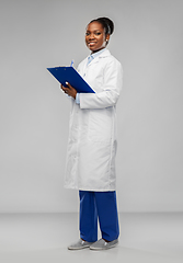 Image showing african american female doctor with clipboard