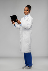 Image showing african american female doctor with tablet pc