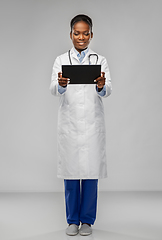 Image showing african american female doctor with tablet pc