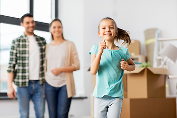 Image showing happy family with child moving to new home