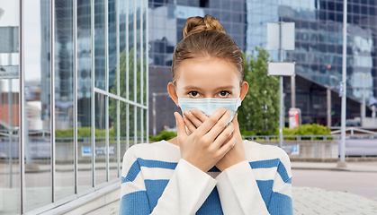 Image showing teenage girl in protective medical mask at city