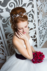 Image showing beautiful girl in wedding gown