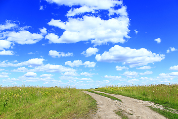 Image showing country road and clouds in summer