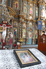 Image showing icon by beautiful iconostasis in church