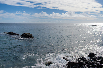 Image showing beautiful wild beach with black sand