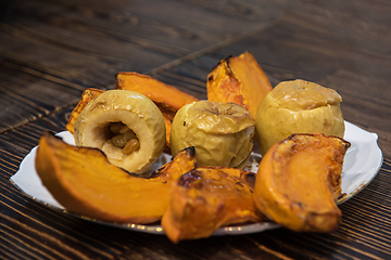 Image showing Baked pumpkin and apples
