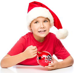 Image showing Young happy woman in christmas cloth