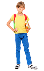 Image showing Portrait of a cute little schoolgirl with backpack