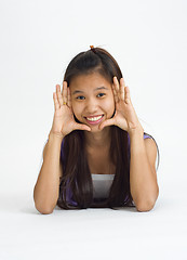 Image showing young asian woman framed face