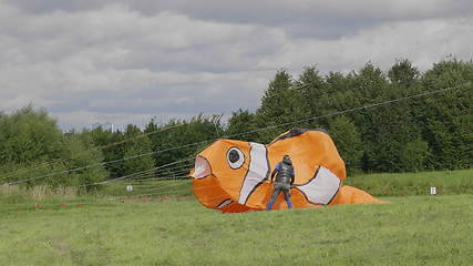 Image showing MOSCOW - AUGUST 27: Feast of kites, the fish in the park on August 27, 2017 in Moscow, Russia