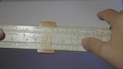 Image showing High-precision hand-held calculating tools - logarithmic ruler wooden. UltraHD stock footage