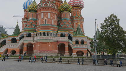 Image showing MOSCOW - OCTOBER 14: The Saint Basil\'s (Resurrection) Cathedral tops on the Moscow on October 14, 2017 in Moscow, Russia