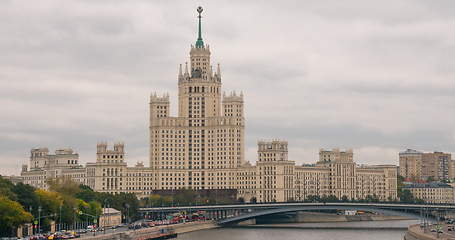 Image showing Stalin era tower building skyscraper on Kotelnicheskaya embankment