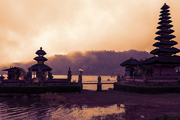 Image showing famous mystical Pura Ulun Danu water temple, bali
