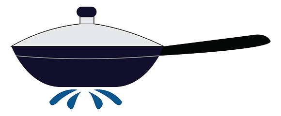 Image showing Blue dripping pan with lid on vector illustration on white backg