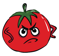 Image showing Angry tomato vector illustartion on white background