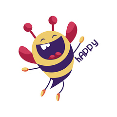 Image showing Cheerful yellow and purple bee vector illustration on a white ba