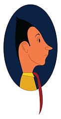 Image showing Caricature of a man with red tie inside blue elipse vector illus