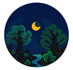 Image showing Portrait of a forest at night over dark background vector or col