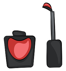 Image showing A cartoon black colored nail polish bottle with a red heart desi