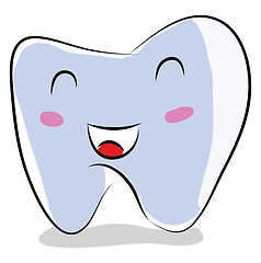 Image showing Cartoon of a smiling tooth vector illustration on white backgrou