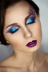 Image showing girl with colorful eye makeup