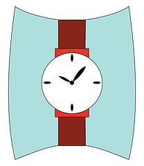 Image showing Brown wrist watch showing time illustration print vector on whit