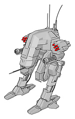 Image showing Sci-fi cartoon of a grey robot vector illustration on white back