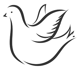 Image showing Simple sketch of a white dove vector illustration on white backg