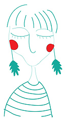 Image showing Girl wearing green long earrings looks beautiful vector or color