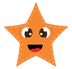 Image showing A cute little orange-colored cartoon sea star laughing vector or