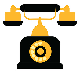 Image showing Vintage black and yellow telephone vector illustration on white 