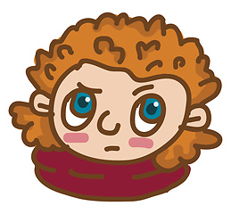 Image showing Boy with brown curly hair vector or color illustration