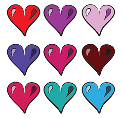 Image showing A series of colorful hearts vector or color illustration