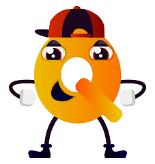 Image showing Orange letter Q with hat vector illustration on white background