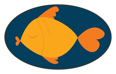 Image showing Portrait of an orange colored fish over blue background vector o