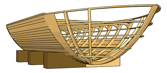 Image showing Simple vector illustration of a wooden keel white background