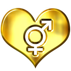 Image showing 3d golden heart with combined gender signs