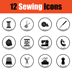 Image showing Set of twelve sewing icons