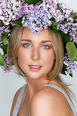 Image showing beautiful girl with flower wreath on head