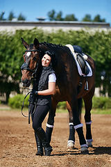 Image showing beautiful girl with horse