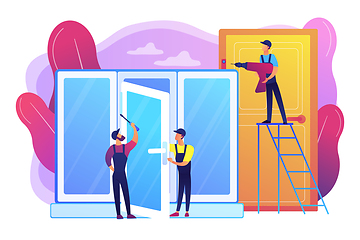 Image showing Windows and doors services concept vector illustration