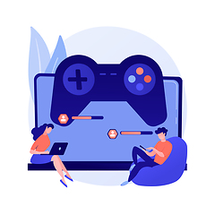 Image showing Cross-platform play abstract concept vector illustration.