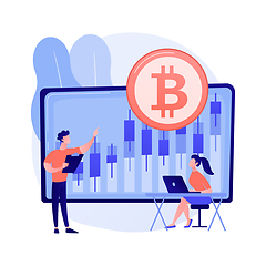 Image showing Cryptocurrency trading desk abstract concept vector illustration.