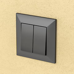 Image showing Black double light switch