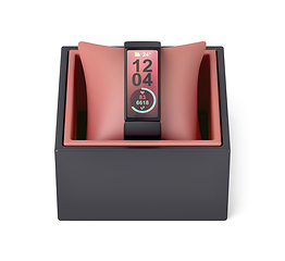 Image showing Gift box with modern fitness tracker