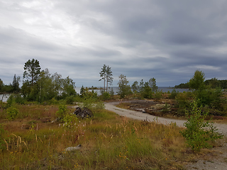 Image showing Northern Landscape - Cloudy Gloomy Weather on the Lake Coast