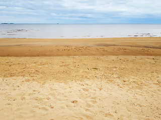 Image showing Wild Empty Sandy Beach Before Rain